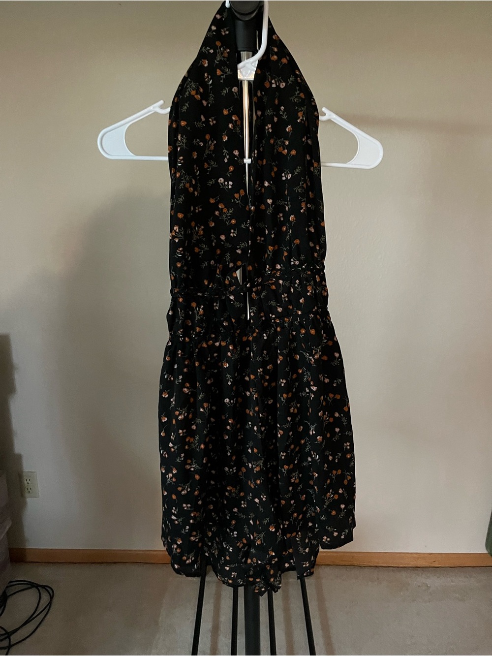 Black Floral Halter Sundress